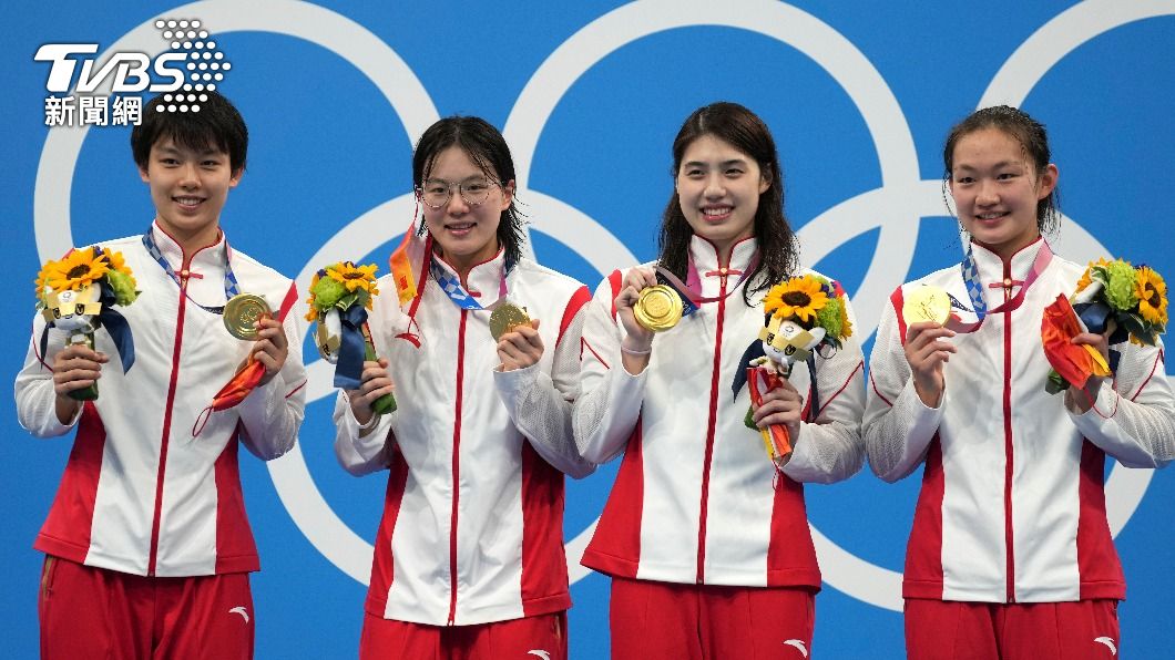 大陸女子游泳隊在4x200公尺接力賽拿下金牌。（圖／達志影像美聯社）