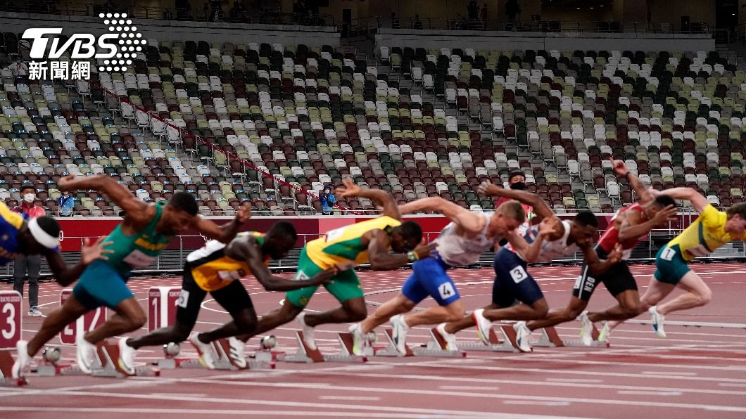 東京奧運男子100公尺賽事。（圖／達志影像美聯社）