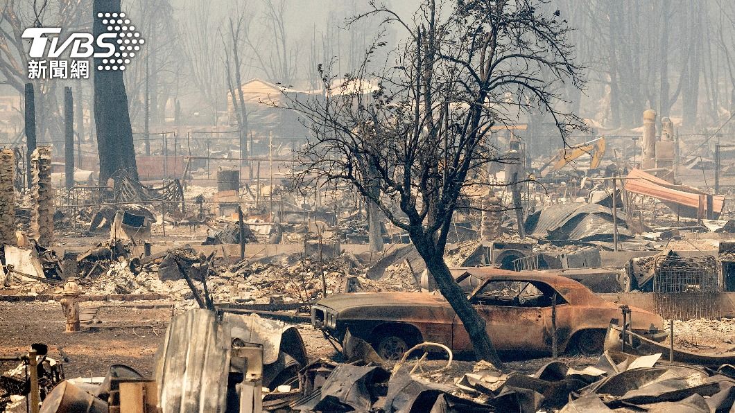 美國加州格林維爾小鎮大火。（圖／達志影像美聯社）