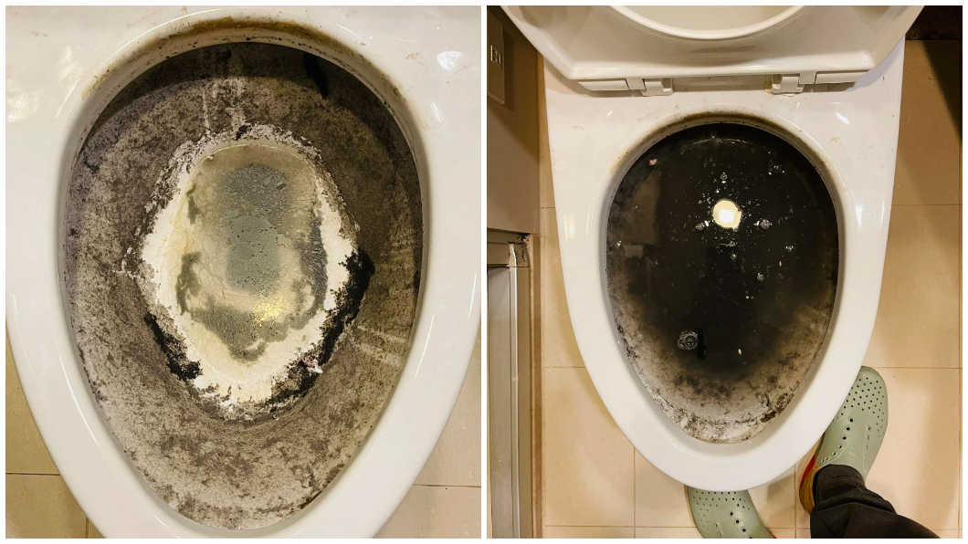 一名房東分享美女租客退租後把馬桶搞得超髒滿滿汙水。（圖／翻攝自臉書社團「房屋萬事通公社」）