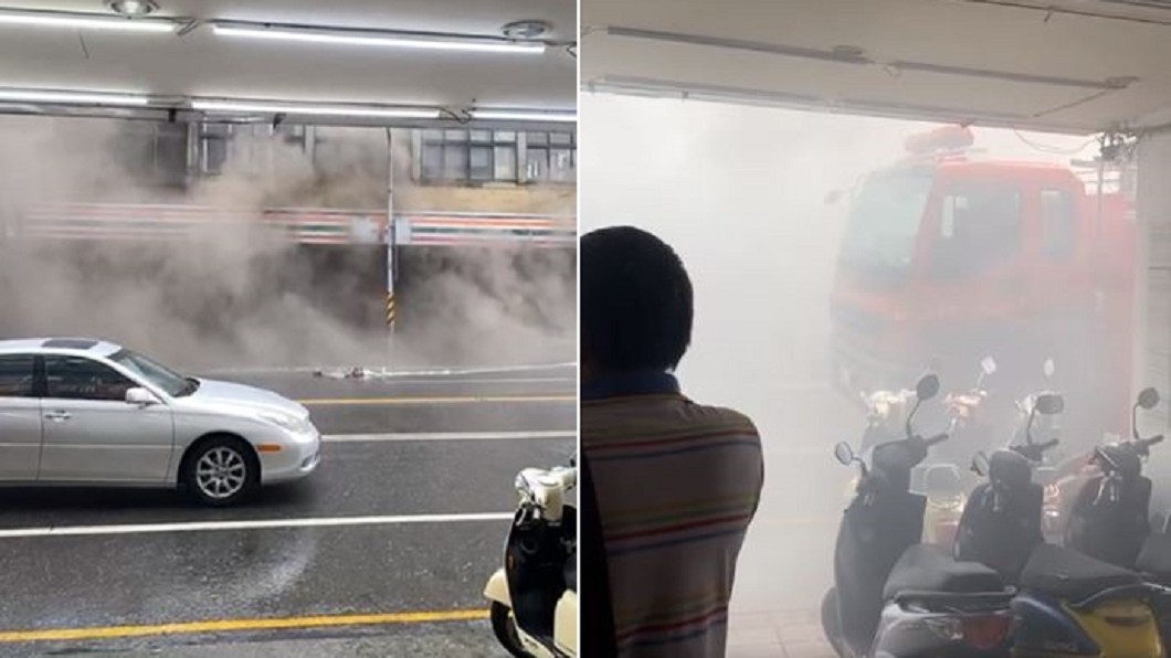 台南火車站前發生火災。（圖／翻攝自台南大小事臉書）