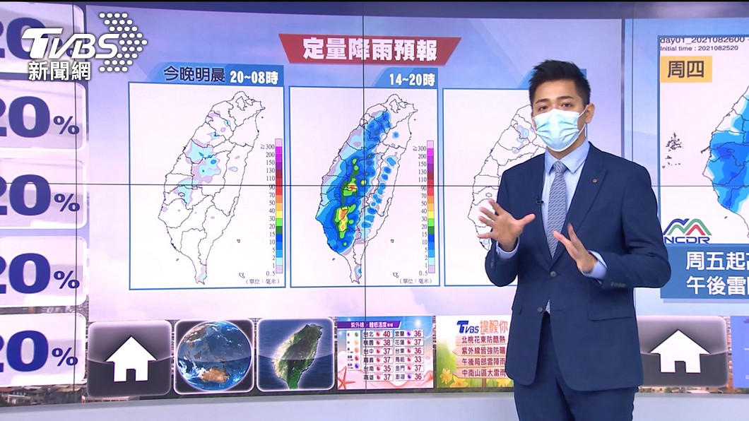 Photo/TVBS Partial thunderstorm in the afternoon!  The first half of the day is hot and hot in Taipei, Tao, and Huadong 36 degrees