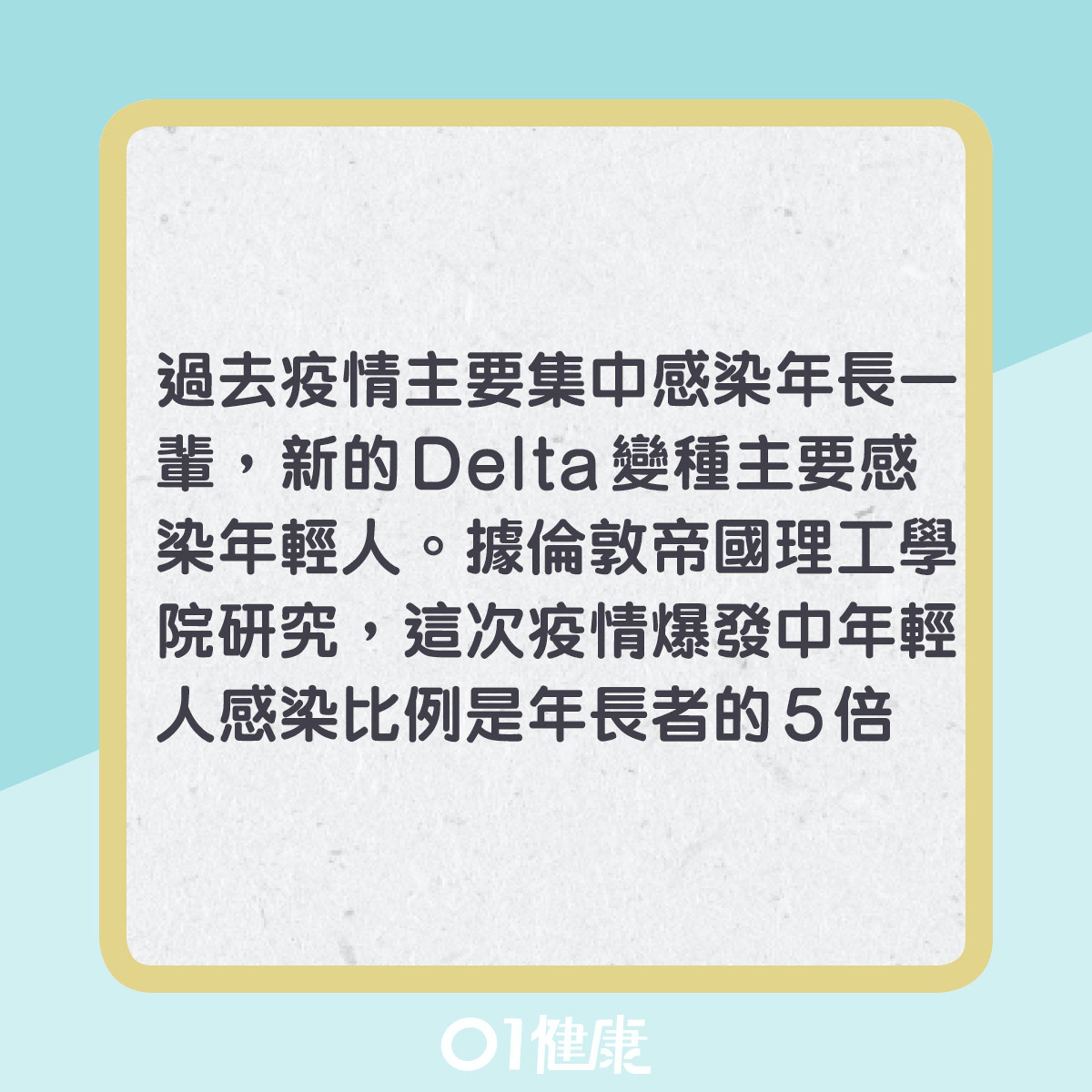 年輕人較容易感染Delta變種病毒。(圖/翻攝自香港01)