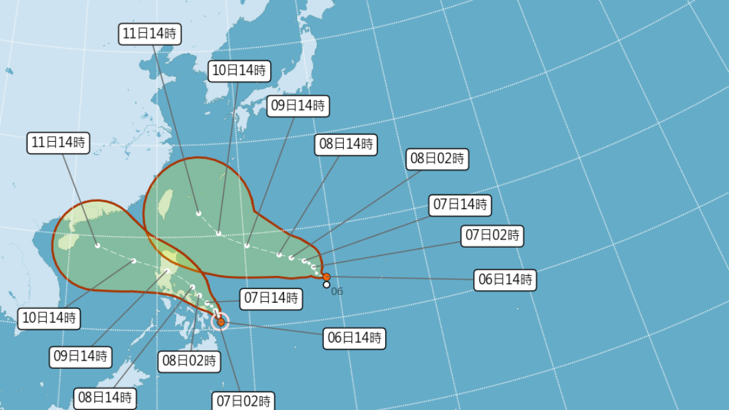今年第13號颱風「康森」於今日下午15時在菲律賓東方海面生成。（圖／中央氣象局）