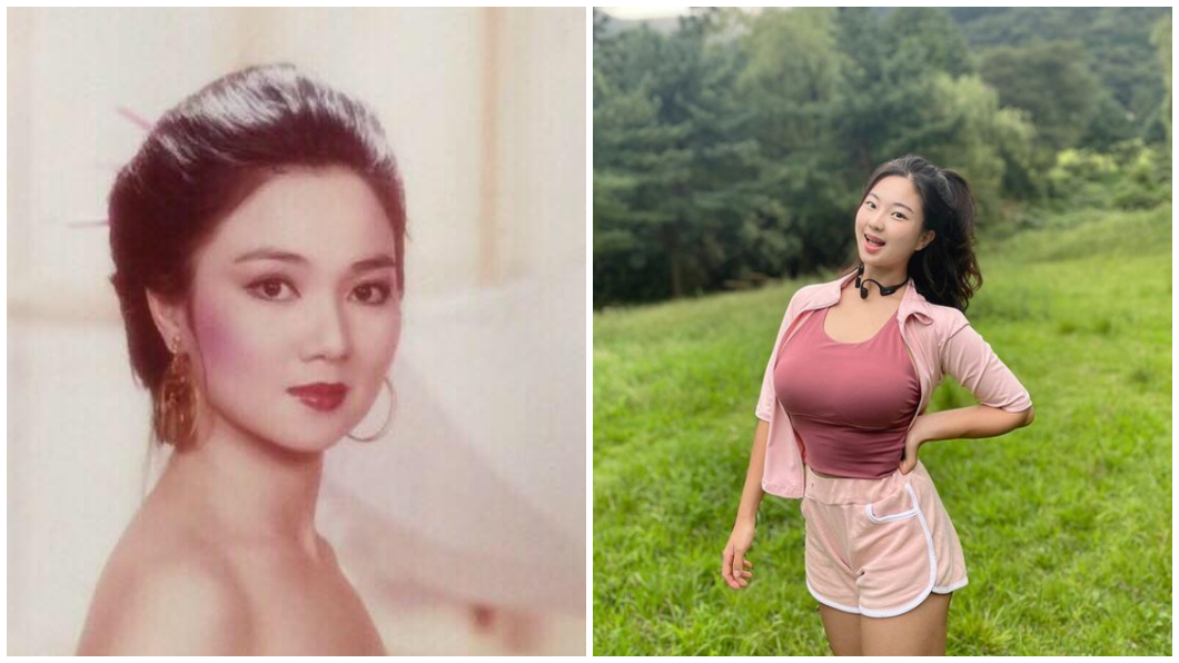 網路上討論一名南韓正妹神似台灣資深藝人白冰冰年輕時的模樣。（合成圖／翻攝自白冰冰臉書粉絲團和IG@100_s2）