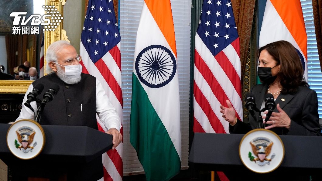 美副總統賀錦麗會見印度總理莫迪。（圖／達志影像美聯社） 賀錦麗會印度總理　強調印太地區自由開放重要性