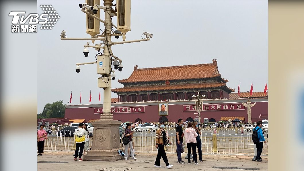 圖為北京天安門廣場監視器。（圖／中央社）