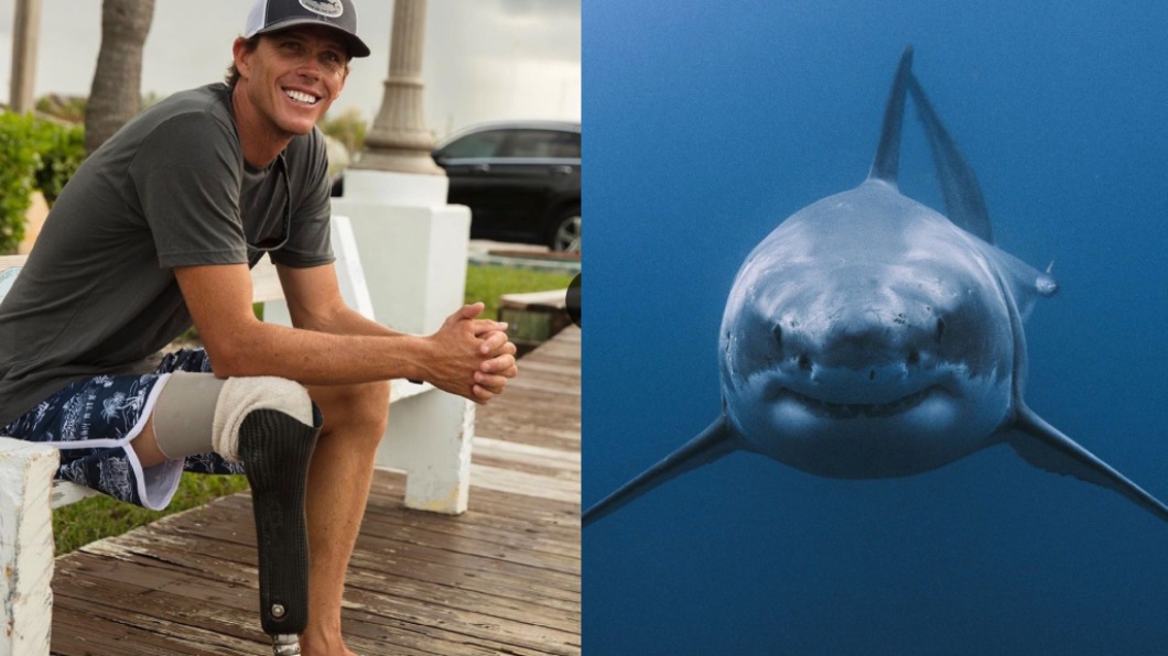 一名夏威夷的居民麥可（Mike Coots）在18歲時被虎鯊咬斷一條腿。（圖／翻攝自mikecoots IG）