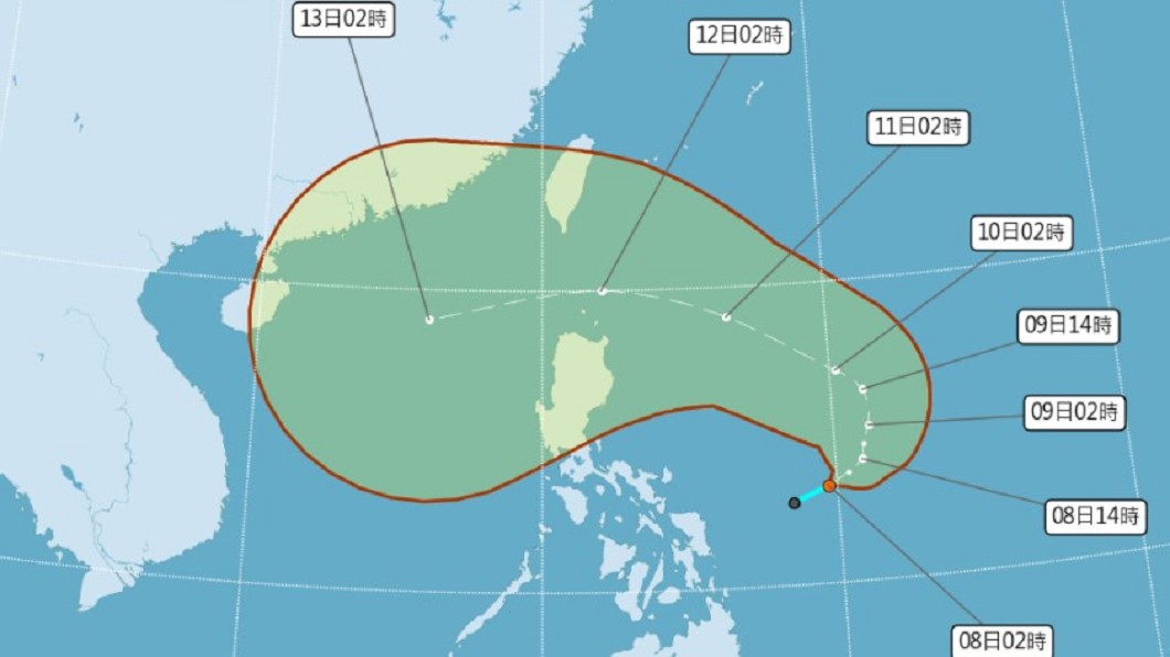 Tropical depression TD21 will be upgraded to typhoon "Compasses" within 1 to 2 days at the earliest.  (Photo/Central Meteorological Bureau) The Lion Rock Typhoon is generated!  The "compass" relay may hit the Taiwan violently and the time of the rain bombs will be exposed