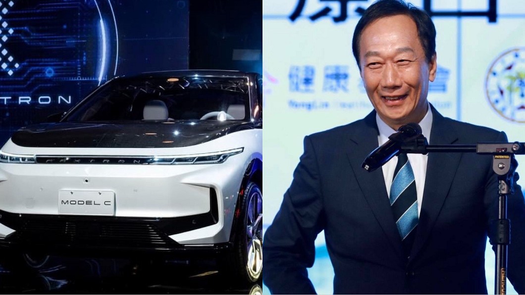 2021鴻海科技日發表3款電動車，圖左為Model C，創辦人郭台銘作為神秘嘉賓出場。（圖／鴻海提供、翻攝自郭台銘臉書）