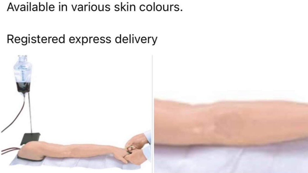 澳洲臉書社團販賣「假手臂」。（圖／翻攝自@wheelswordsmith Twitter） 反疫苗商機？澳洲網路賣「假手臂」：左右、膚色任君挑選