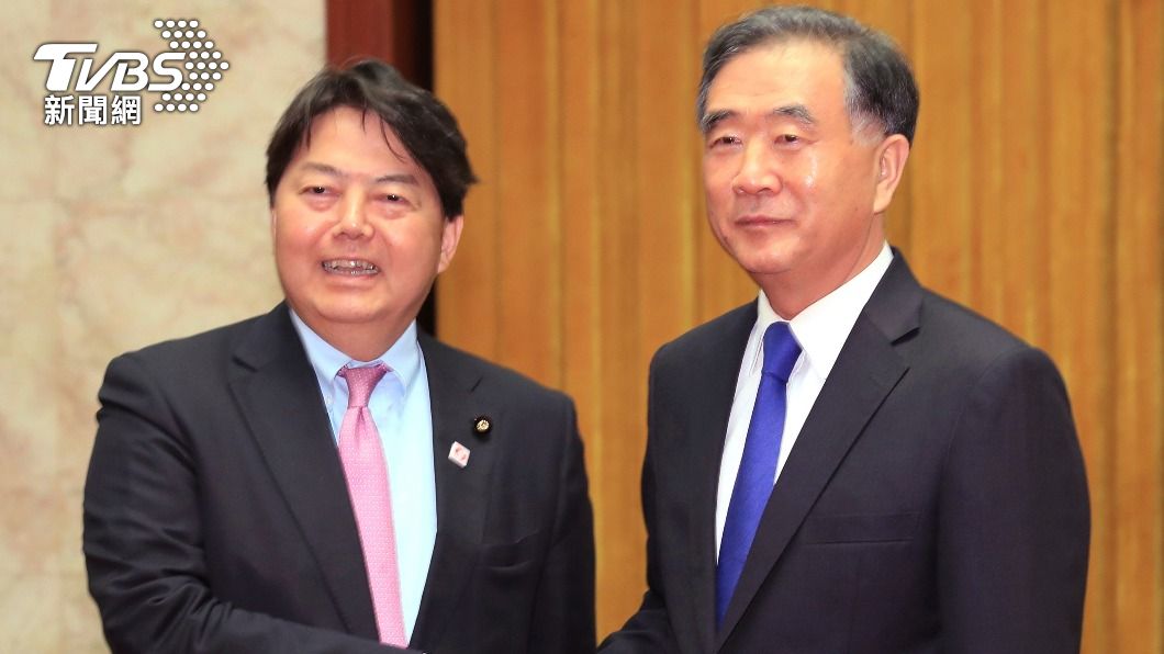 林芳正（左）與中華人民共和國前副總理汪洋（右）。（圖／達志影像美聯社） 