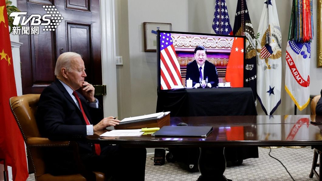美總統拜登與中國國家主席習近平舉行視訊會談。（圖／達志影像路透社）