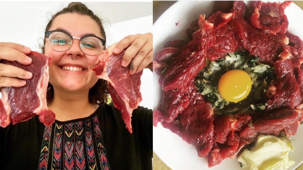 匈牙利一名女子喜愛吃生肉。（圖／翻攝自keto.insulinresistance IG）