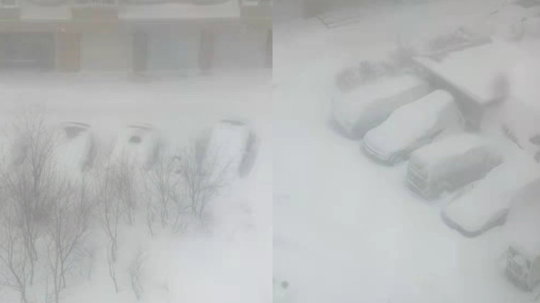 黑龍江省多地降雪猛烈。（圖／翻攝自＠龍江氣象微博）