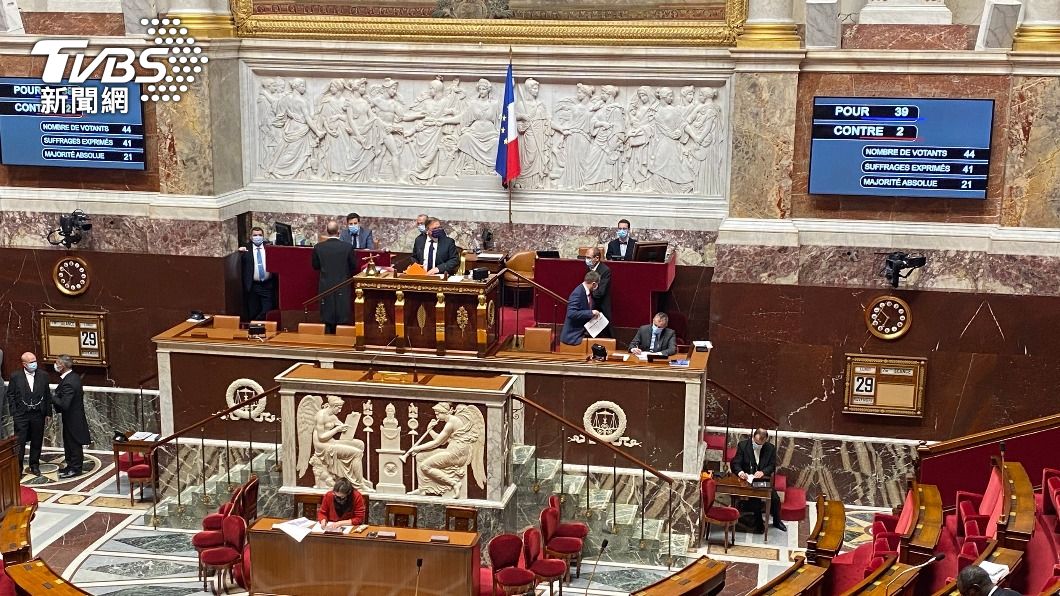 法國國民會議29日通過友台決議案。（圖／中央社）