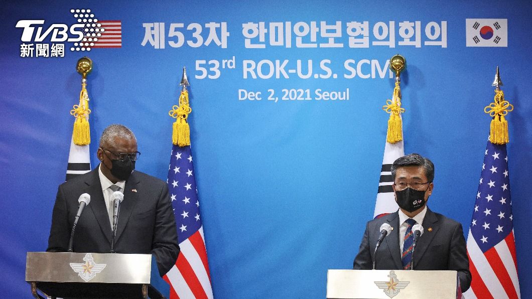 美國及南韓國防部長會談。（圖／達志影像美聯社）
