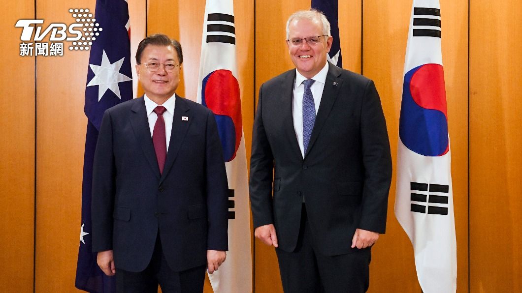 南韓總統文在寅今(13日)會見澳洲總理莫里森。（圖／達志影像美聯社）