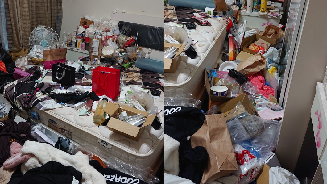 一名媽媽分享女兒超髒亂的房間慘況。（圖／翻攝自爆怨公社）