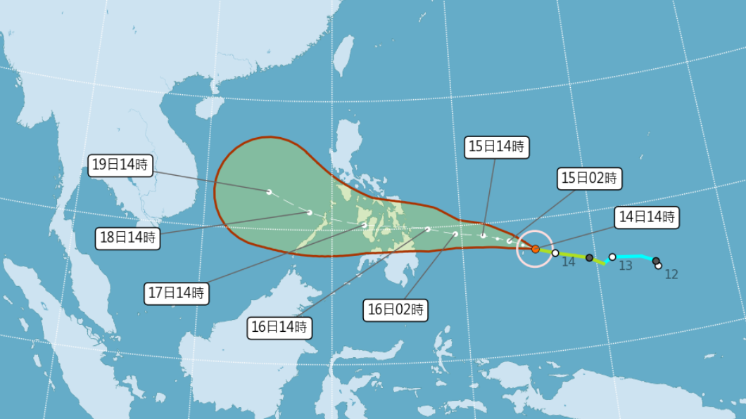 颱風雷伊路徑潛勢預報。（圖／中央氣象局）