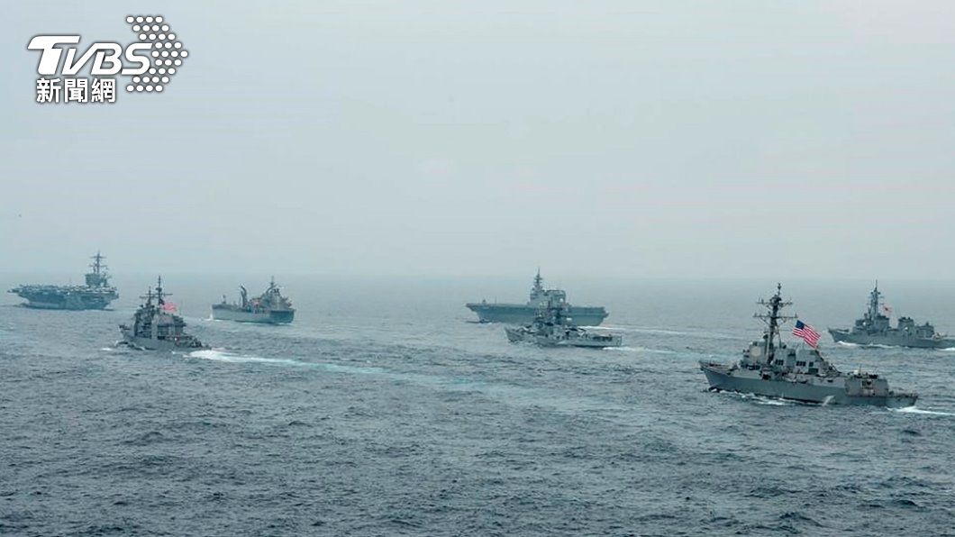 美國與盟友海上聯合軍事演習。（照片來源：AP）