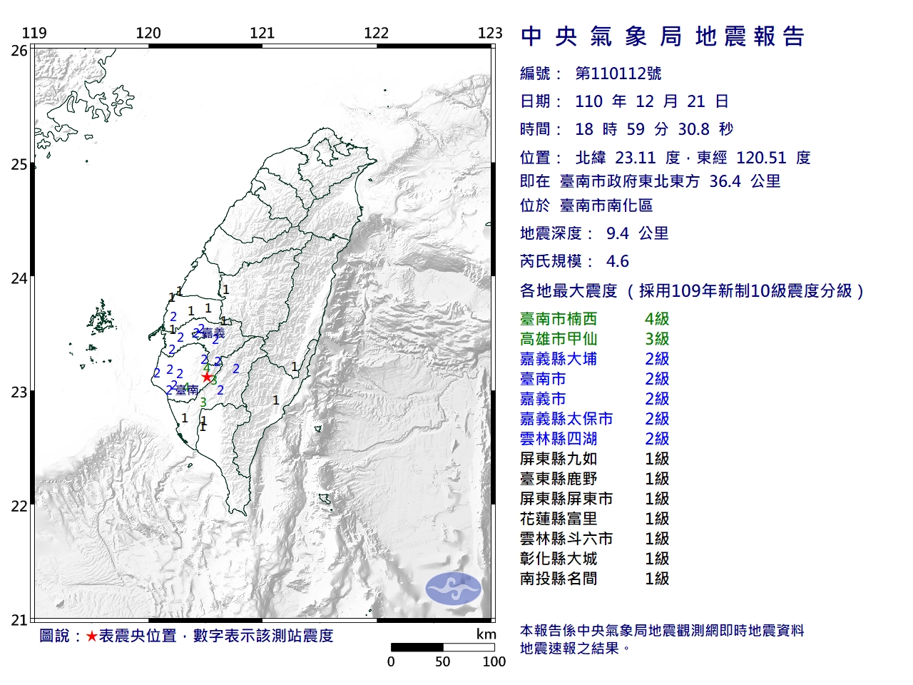 18 59台南規模4 6地震楠西全面停電 南部 震央 南部地震 Tvbs新聞網