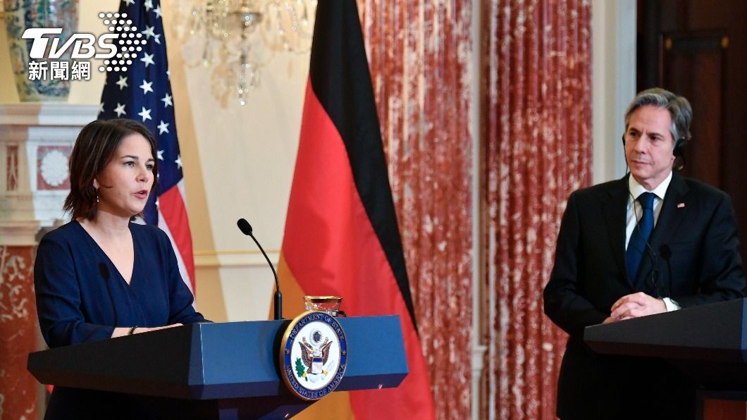 美國務卿布林肯與德國外長貝爾伯克會晤。（圖／達志影像美聯社）