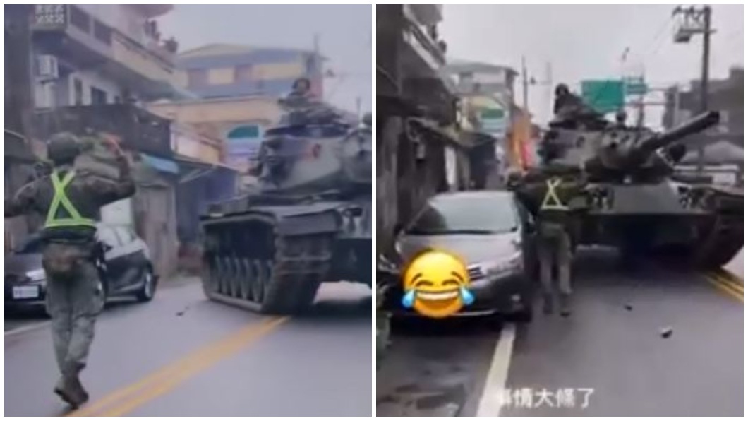 宜蘭三星鄉前幾天發生有陸軍坦克撞上路邊自小客車事件。（圖／翻攝自臉書社團「台灣新聞記者聯盟資訊平台」）