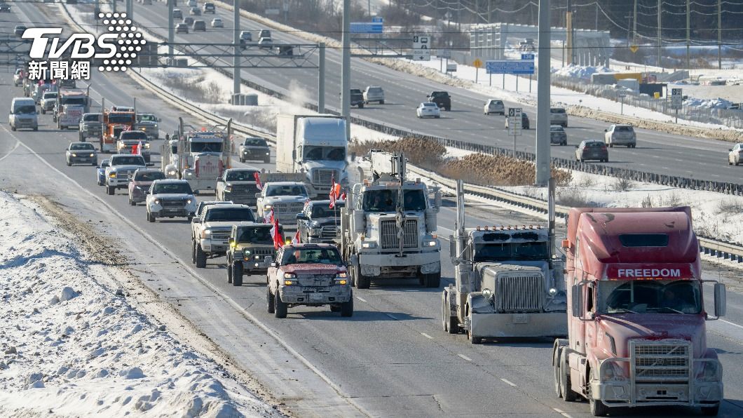 加拿大卡車司機發起示威。（圖／達志影像美聯社）