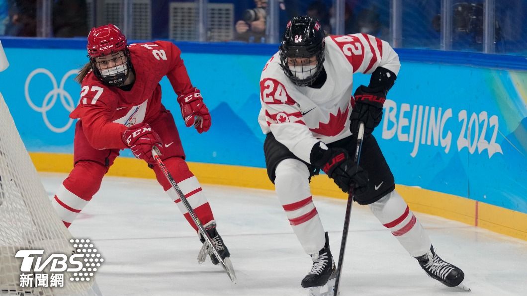 加拿大及俄羅斯奧委會在協議下一起佩戴口罩比賽。（圖／達志影像美聯社）