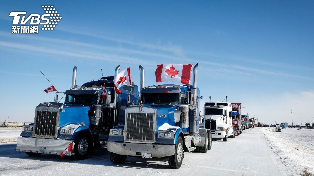 加拿大卡車司機抗議疫苗強制令。（圖／達志影像美聯社）