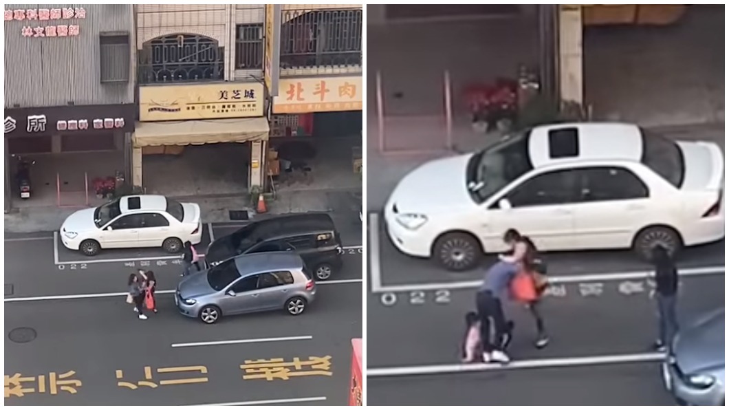 2女為了停車格互毆，小孩也加入戰局。（圖／翻攝自爆料公社二社）