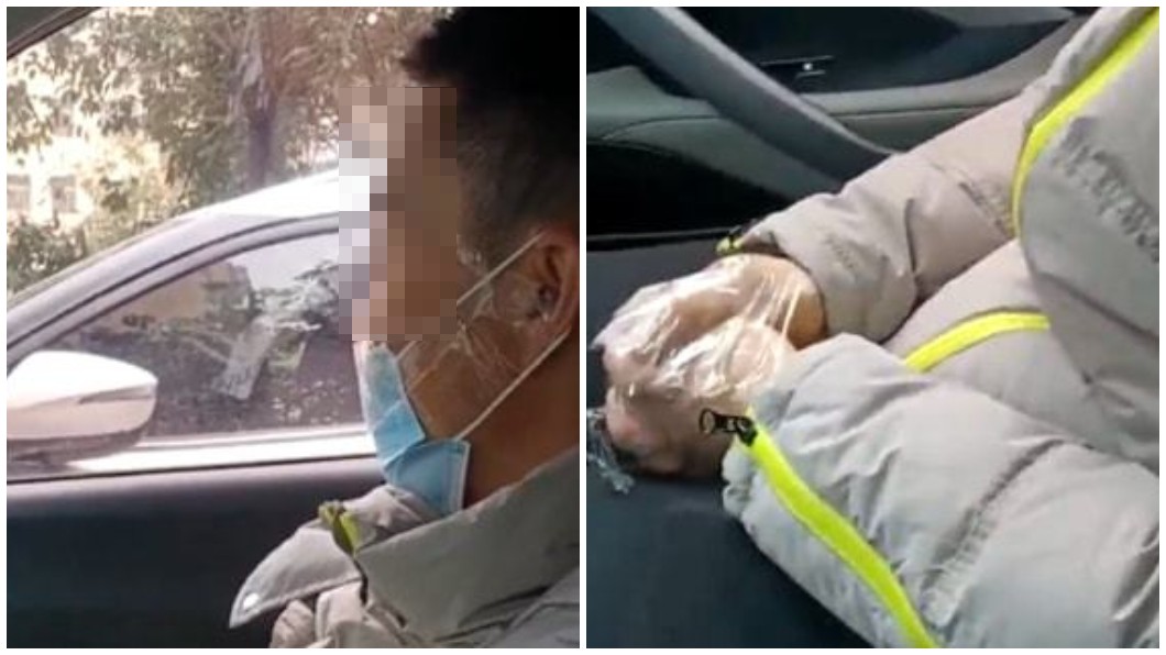 湖北一名婦人開車老被丈夫嫌技術差氣得拿出膠帶封住對方嘴巴和雙手。（合成圖／翻攝自網易新聞）