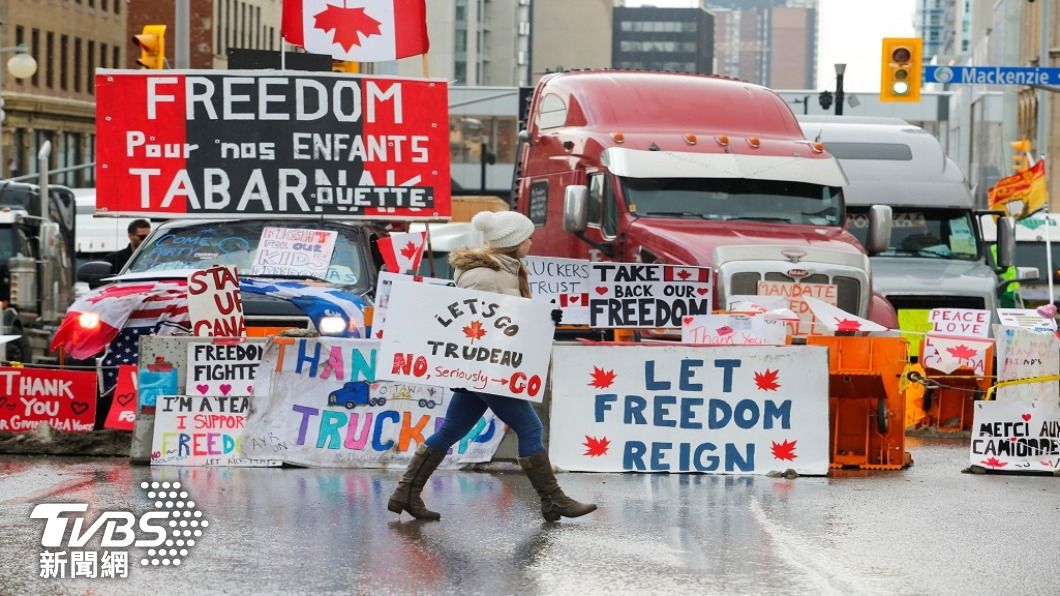 加拿大貨車司機抗議持續延燒。(圖/路透社)