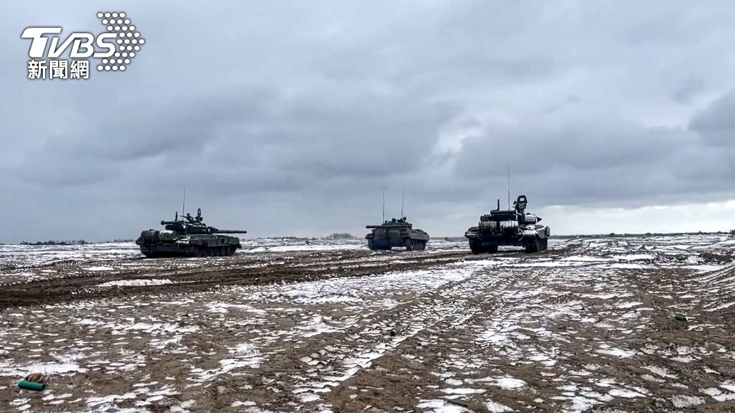 俄羅斯大軍近日持續在烏克蘭邊境集結。（圖／達志影像美聯社）