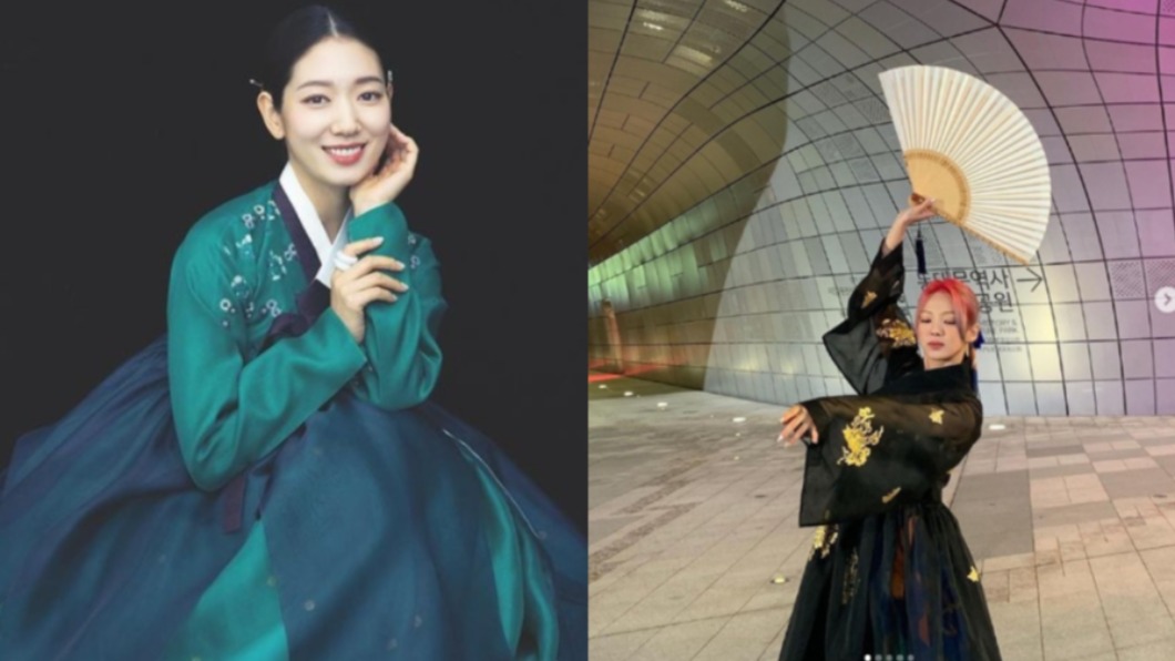朴信惠（左）和孝淵因上傳穿着韓服的照片，被中國大陸網友批辱華。（圖／翻攝自ssinz7、hyoyeon_x_x IG）