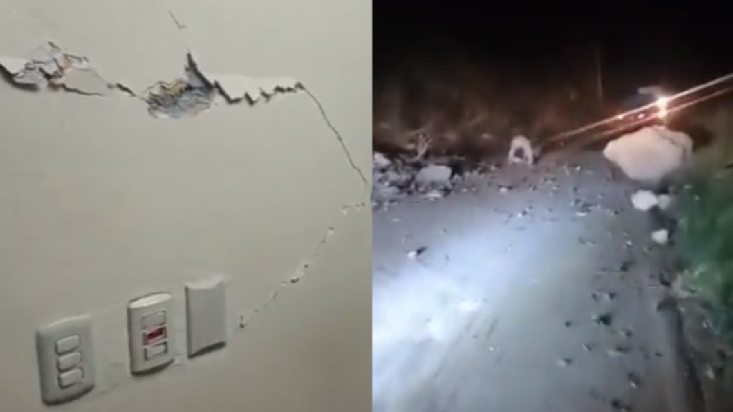 瓜地馬拉強震後，有住宅牆壁龜裂。（圖／翻攝自@ChaudharyParvez、@vichoguate推特）