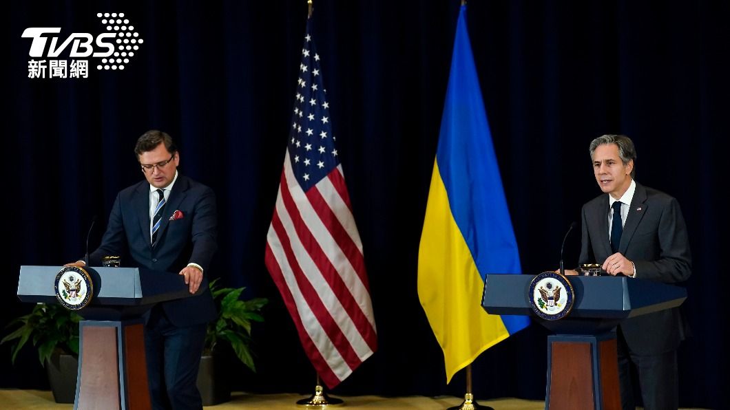烏克蘭外長拜會美國務卿布林肯並發表談話。（圖／達志影像美聯社）