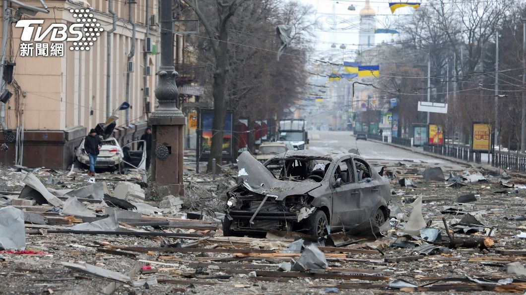 烏克蘭城市遭俄軍轟炸。（圖／達志影像路透社）