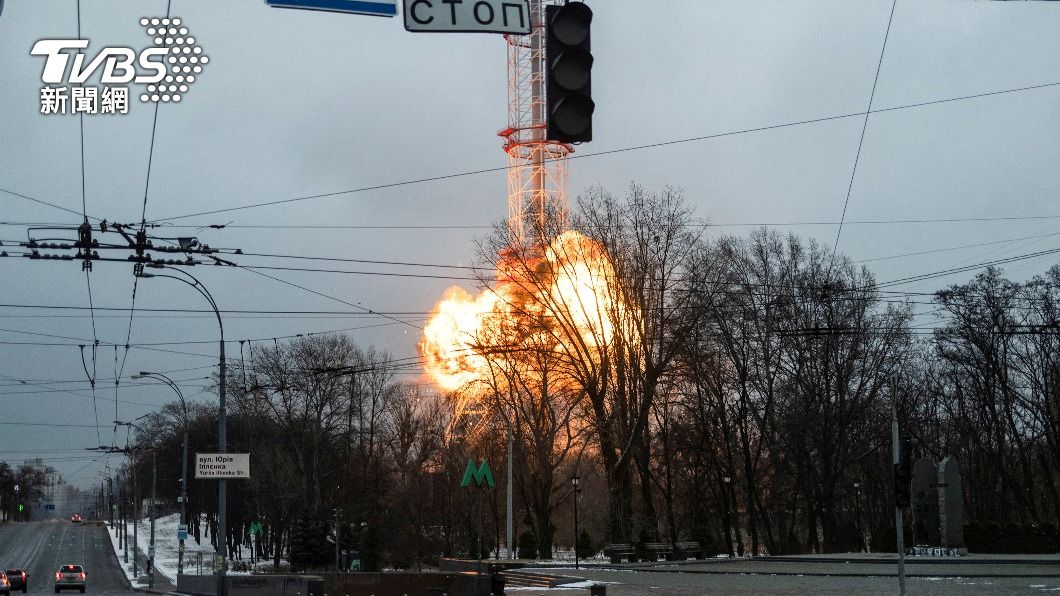 俄羅斯攻擊基輔電視塔。（圖／達志影像路透社）