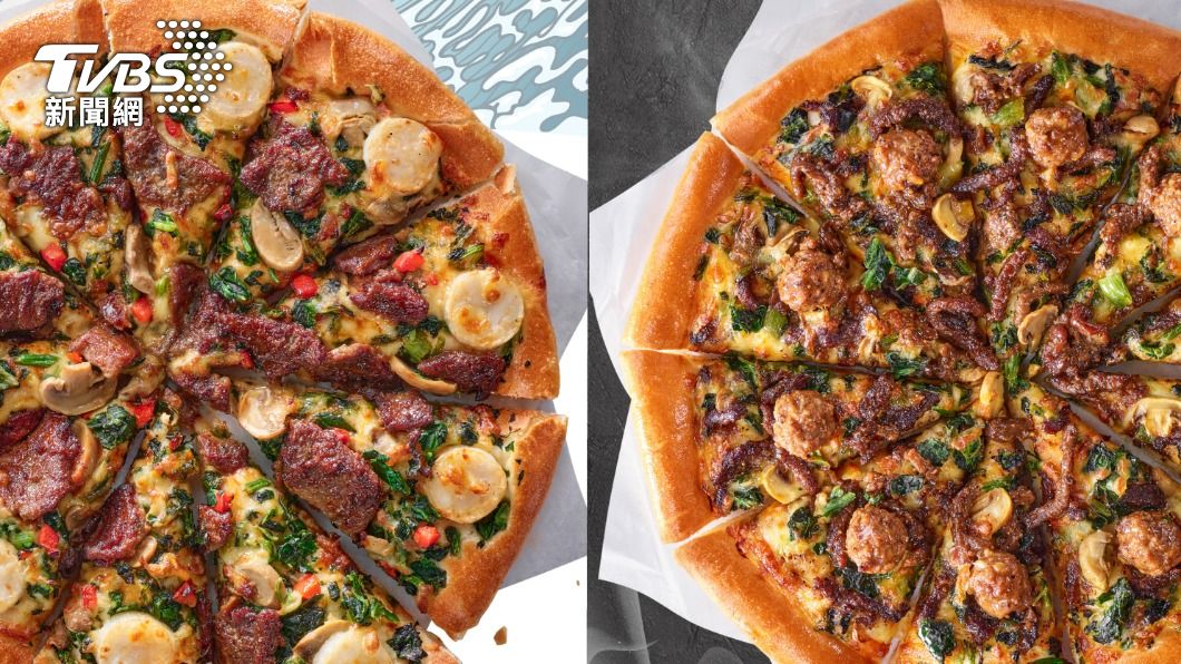 必勝客推出隱藏款比薩「海陸饗宴比薩」、「鐵板雙牛比薩」。（圖／必勝客提供）