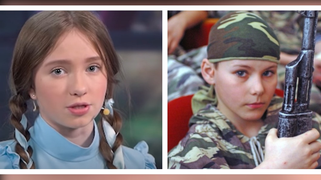 俄羅斯派少女歌手為兒童拍教育宣導影片，還調教娃娃兵上站場殺敵。（圖／翻攝自Youtube、dailystar）