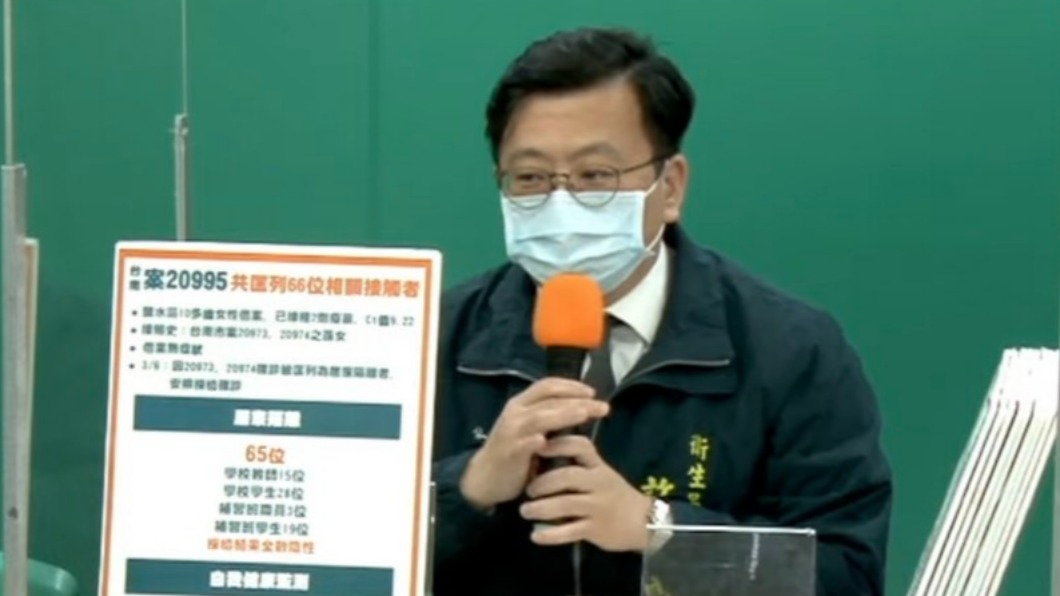 台南市衛生局局長許以霖說明台南兩名個案。（圖／台南市政府）