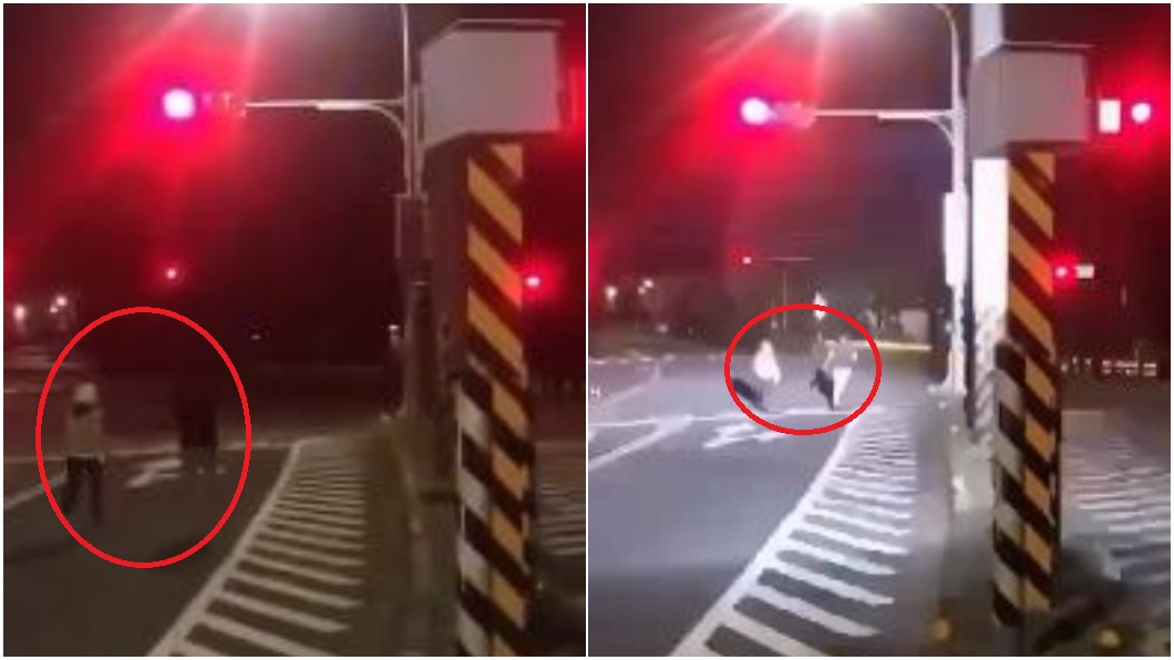 苗栗一對大學生男女日前惡搞測速照相器大玩紅燈衝線被照相。（圖／翻攝自臉書社團「台灣新聞記者聯盟資訊平台（Taiwan Journalists Union）」）