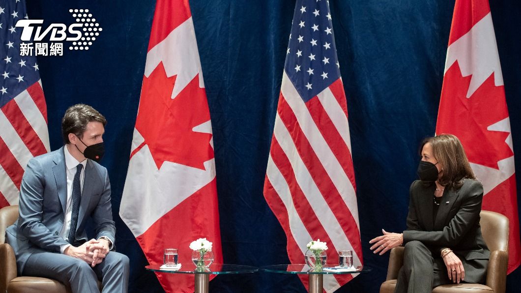 美國副總統賀錦麗與加拿大總理杜魯道。（圖／達志影像美聯社）