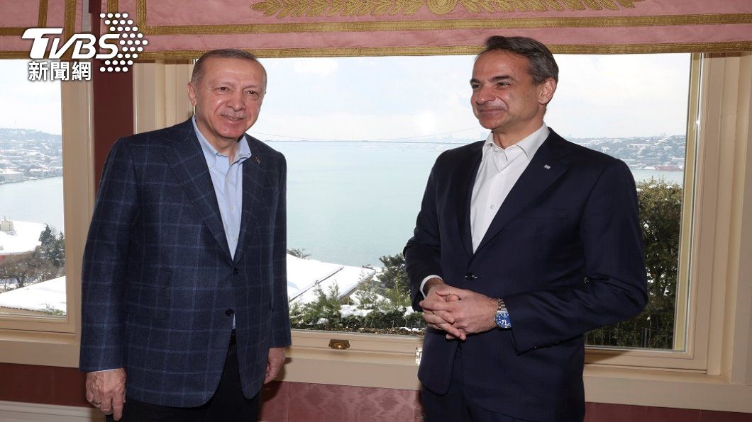 土耳其總統艾爾段和希臘總理米佐塔基斯。（照片來源：AP）