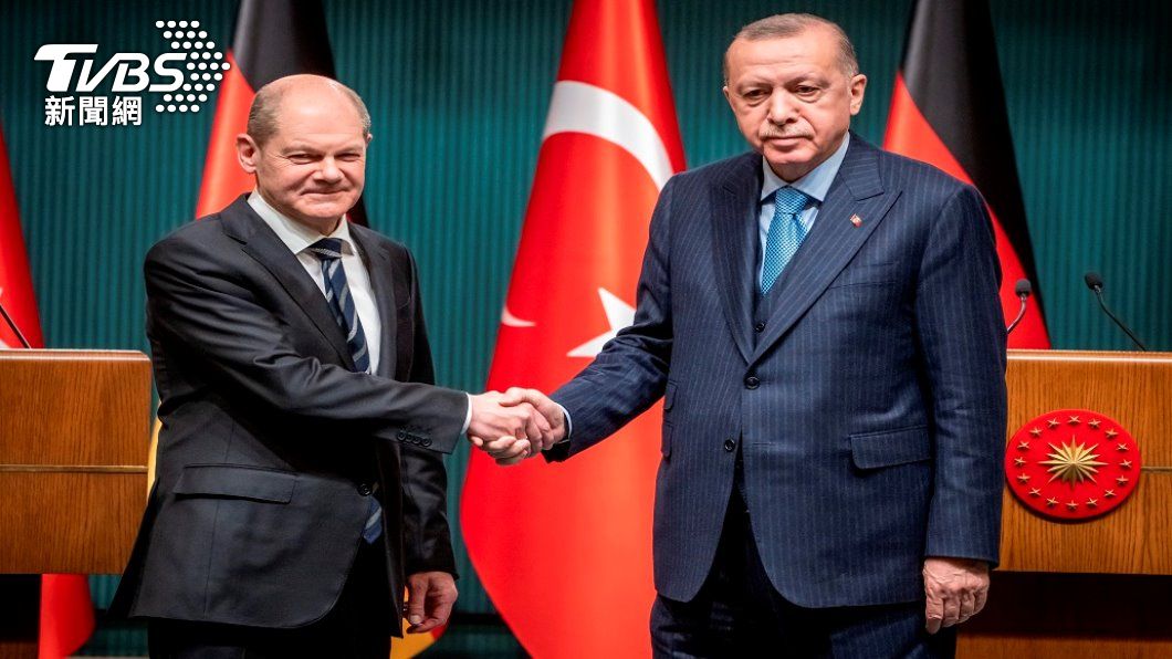 德國總理蕭茲與土耳其總統艾爾段。（照片來源：AP）