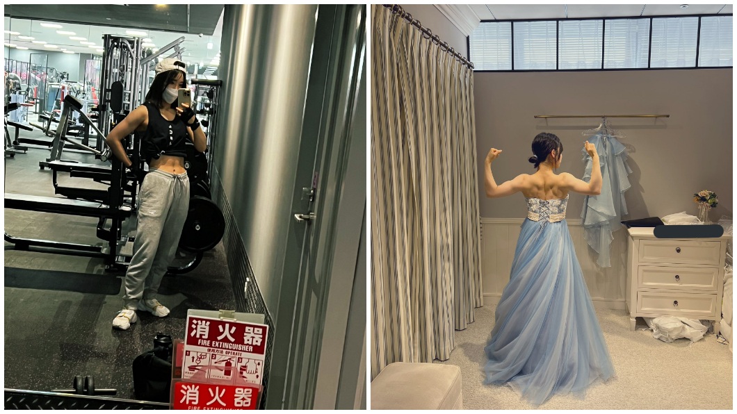 日本一名健身正妹日前拍婚紗照時秀出超狂背肌。（圖／翻攝自推特Nam@namake_ut）