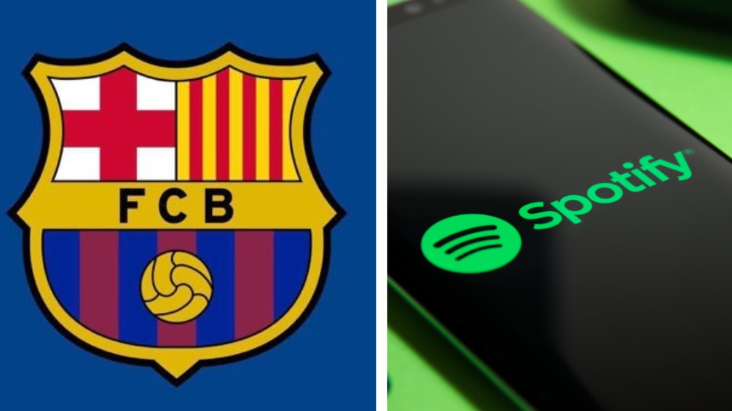 音樂串流平台Spotify將贊助組球隊伍巴塞隆納約87億新台幣。（合成圖／翻攝自FC Barcelona推特、shutterstock達志影像）