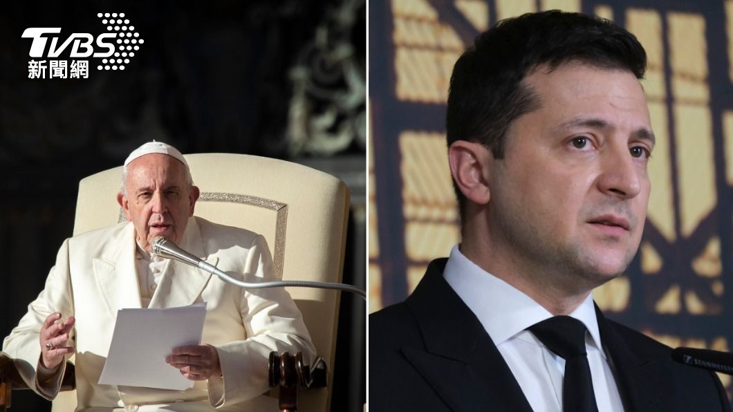 澤倫斯基（右）稱教宗（左）是烏克蘭最期待客人。（示意圖／shutterstock達志影像）